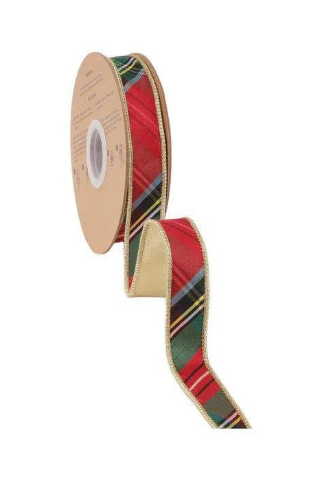 Shop For 1in Bold Christmas Plaid Gold Backing Ribbon (10 Yards)