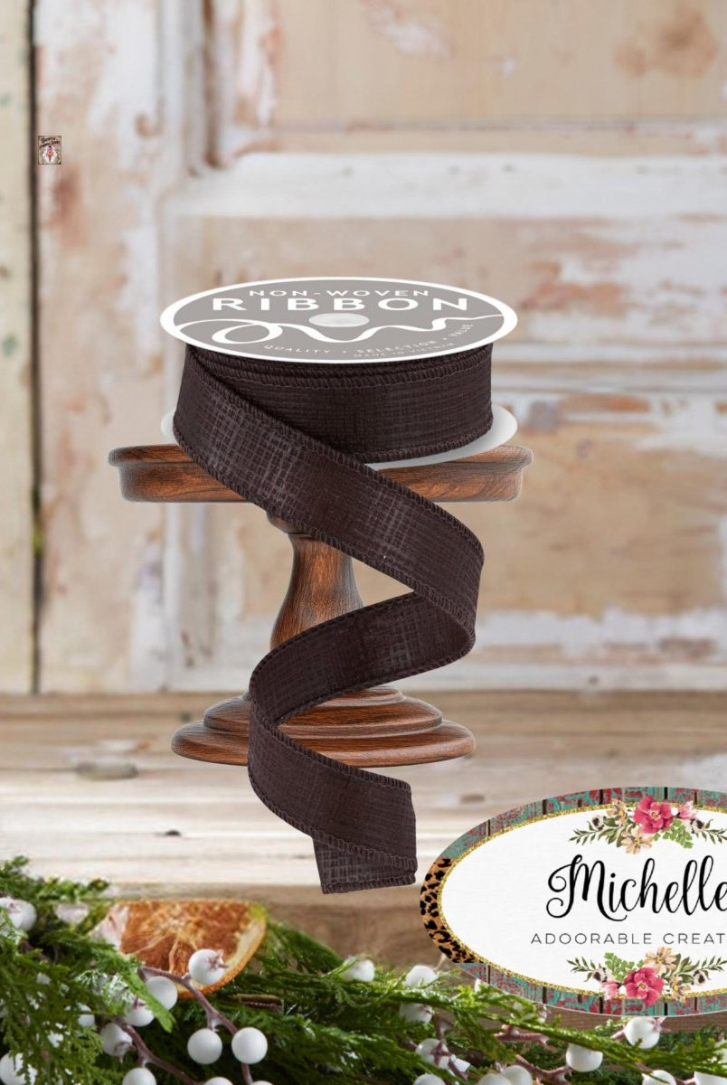 Shop For 1in Cross Hatch Ribbon: Brown (10 Yards)