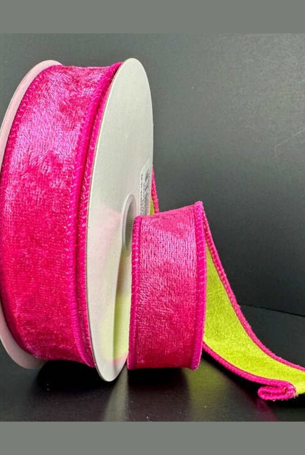 Shop For 1in Double Sided Velvet Ribbon: Fuschia/Lime (10 Yards)