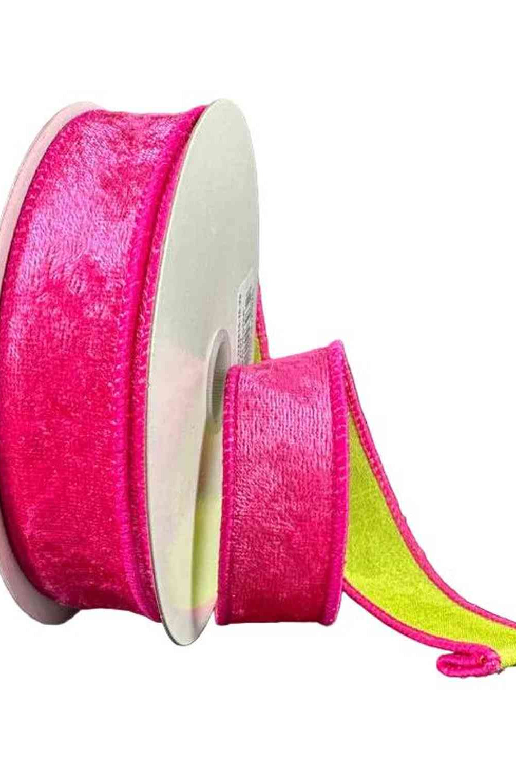 Shop For 1in Double Sided Velvet Ribbon: Fuschia/Lime (10 Yards)