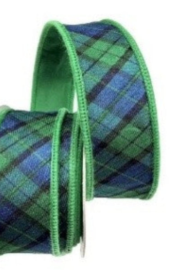 Shop For 1in Dupion Green Blue Plaid Ribbon (10 Yards)