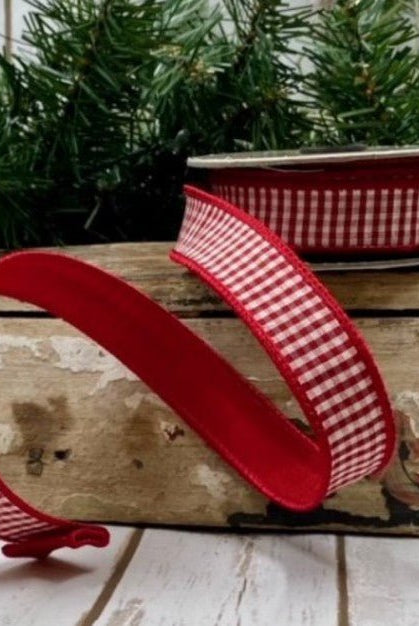Shop For 1in Faux Dupion Mini Check Ribbon: Red/White (10 Yards)