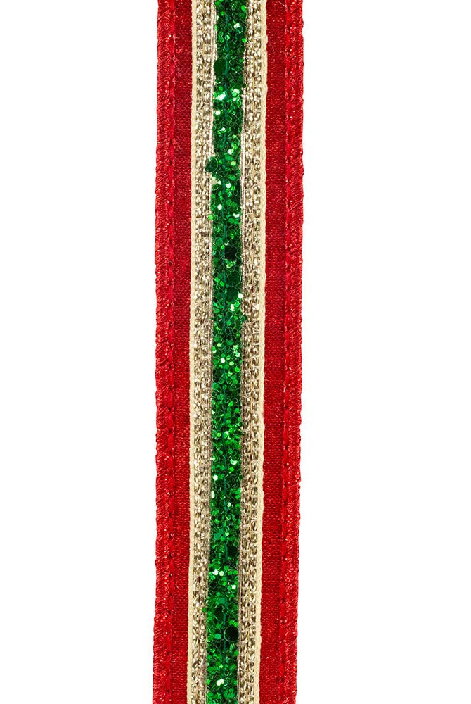 Shop For 1in Glitter Stripe Fiesta Ribbon: Red (5 Yards)