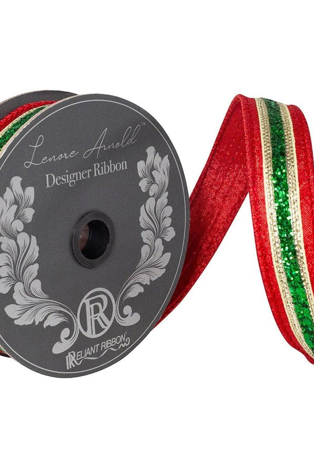 1in Glitter Stripe Fiesta Ribbon: Red (5 Yards)