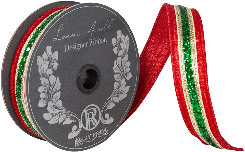 Shop For 1in Glitter Stripe Fiesta Ribbon: Red (5 Yards)