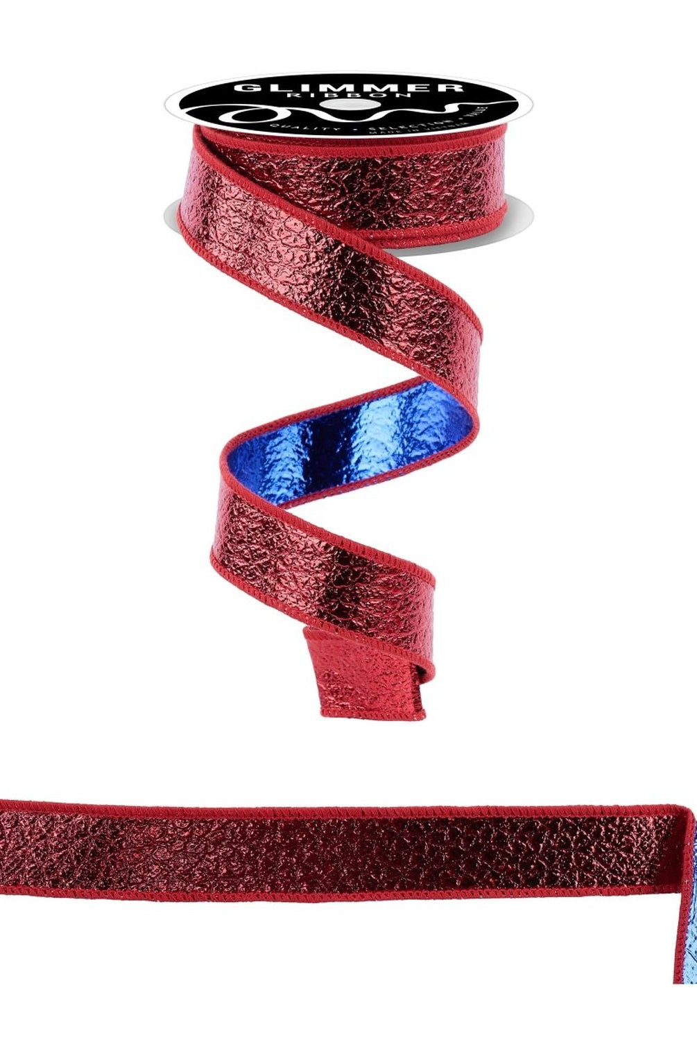 Shop For 1in Ice Crackle/Water Dot Fused Ribbon: Red/Blue (10 Yards)