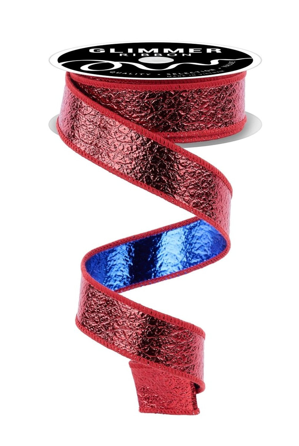 Shop For 1in Ice Crackle/Water Dot Fused Ribbon: Red/Blue (10 Yards)