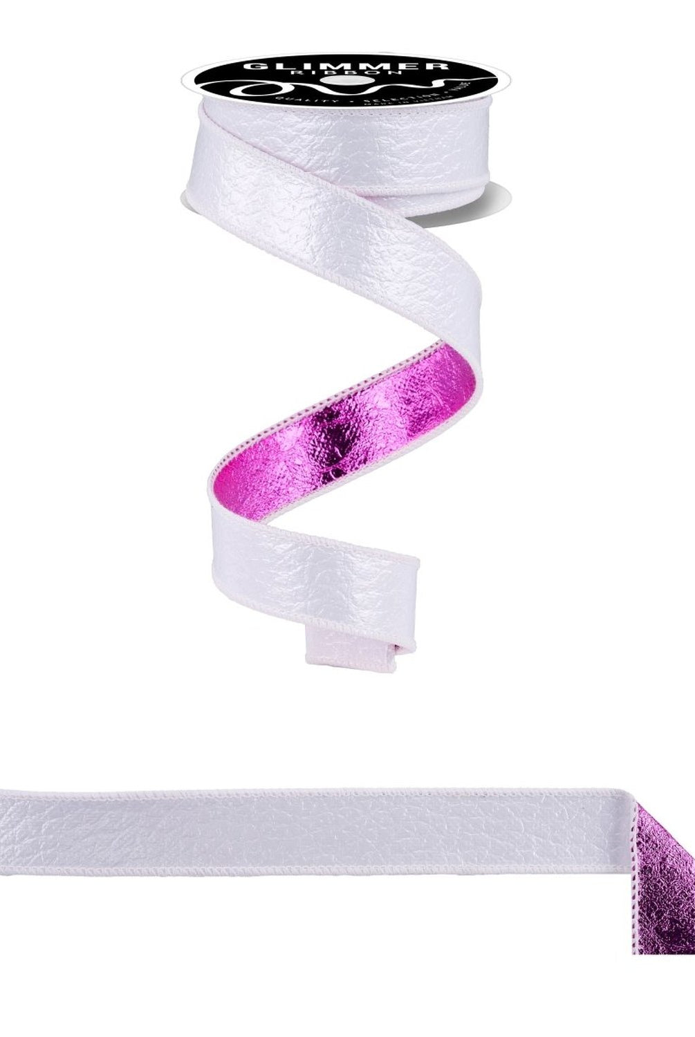Shop For 1in Ice Crackle/Water Dot Fused Ribbon: White/Fuchsia (10 Yards)