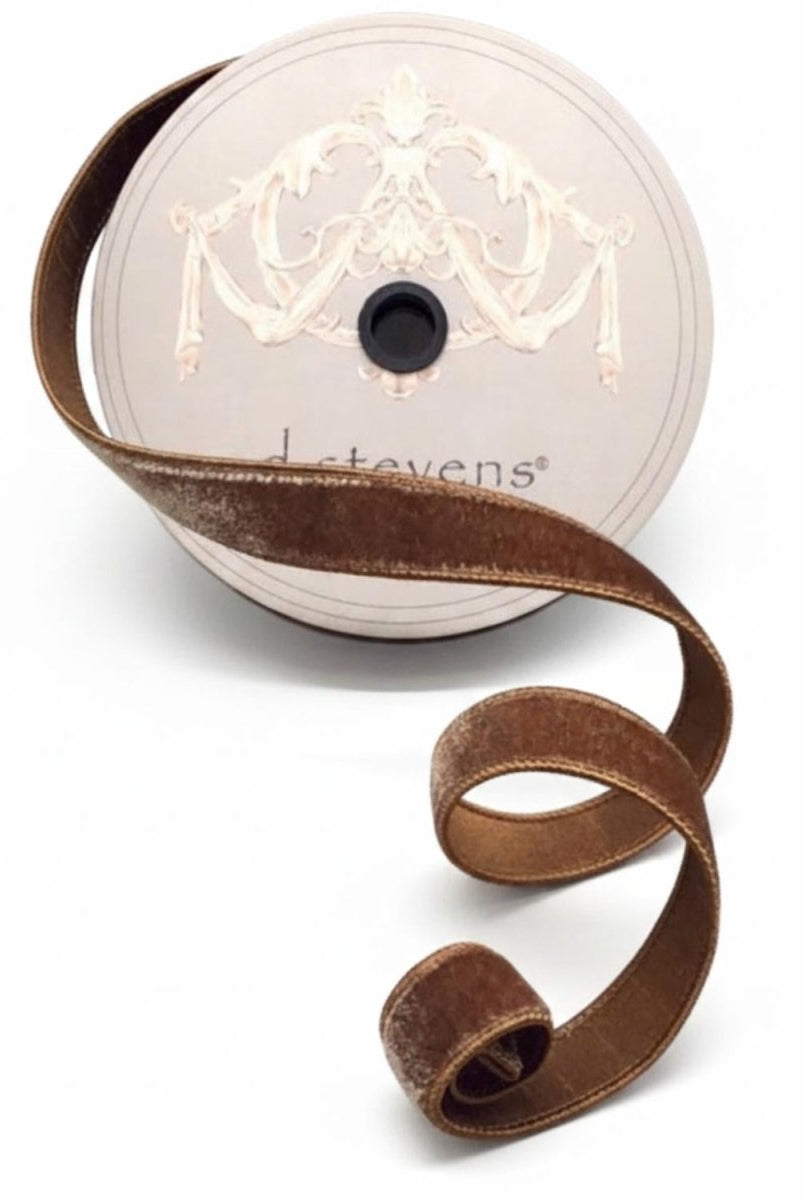Shop For 1in Lush Velvet Dupion Back Ribbon: Walnut Brown (10 Yards)