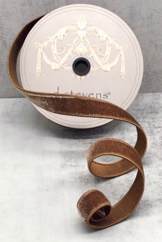 Shop For 1in Lush Velvet Dupion Back Ribbon: Walnut Brown (10 Yards)