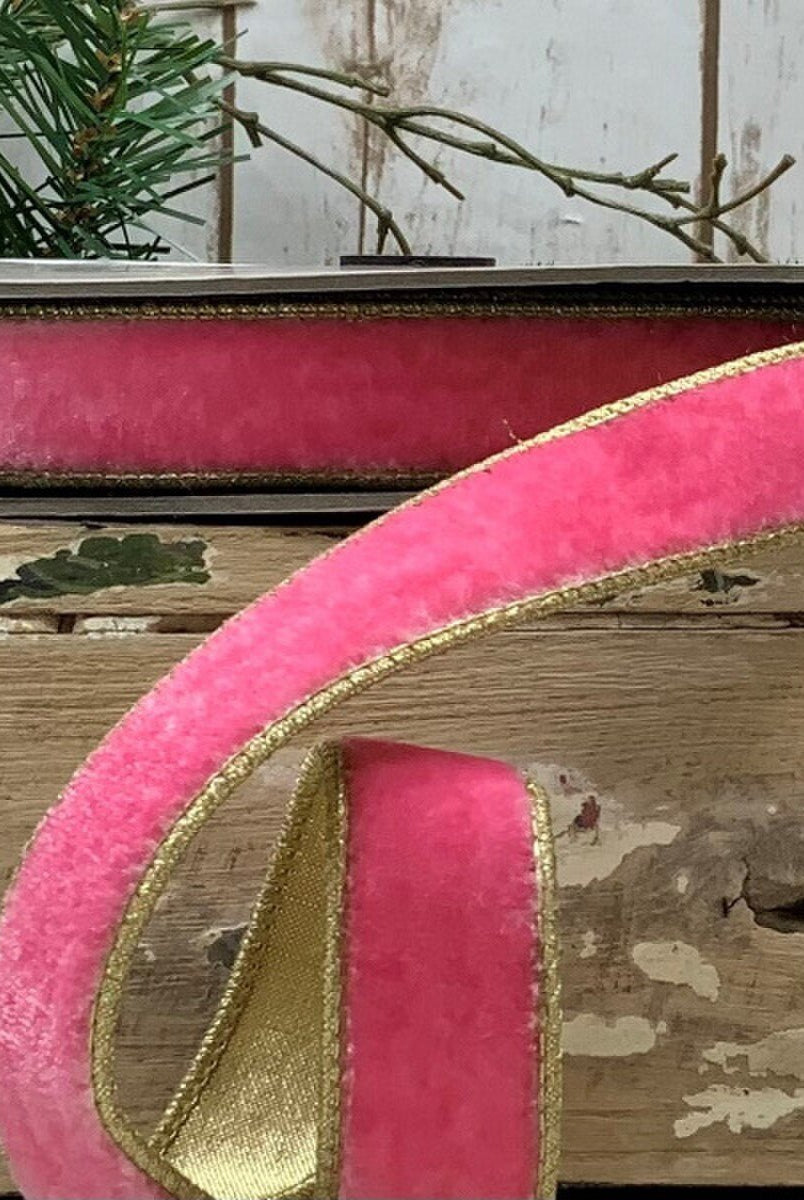 Shop For 1in Lush Velvet Gold Back Ribbon: Pink Lemonade (10 Yards)