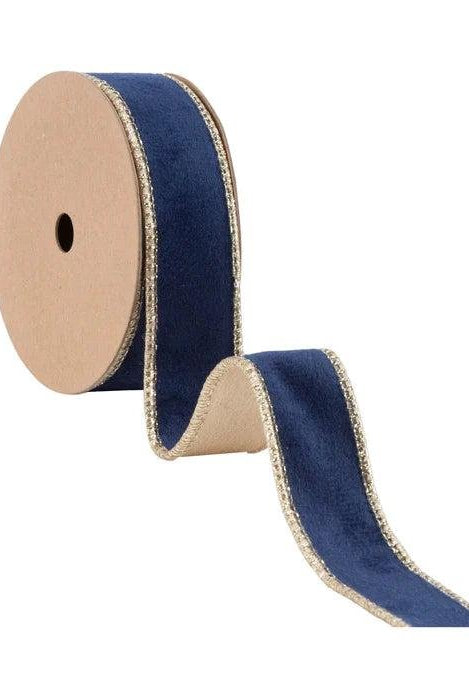 Shop For 1in Reversible Velvet Navy and Gold Ribbon (10 Yards)