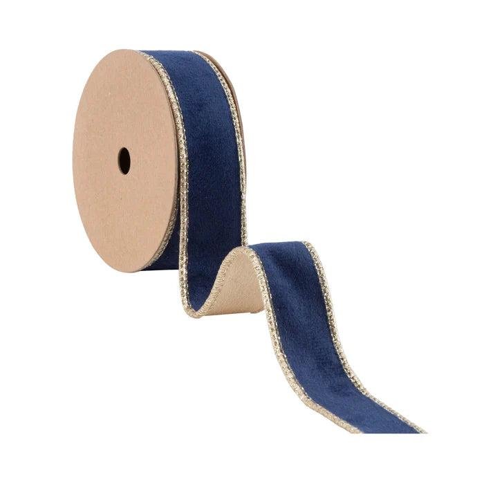 Shop For 1in Reversible Velvet Navy and Gold Ribbon (10 Yards)