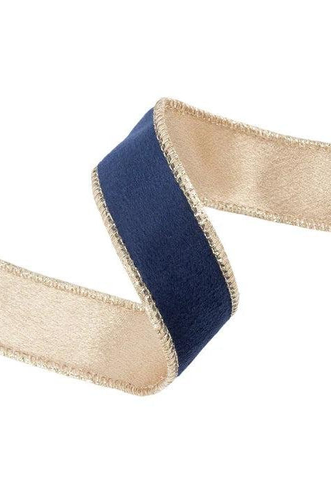 Shop For 1in Reversible Velvet Navy and Gold Ribbon (10 Yards)