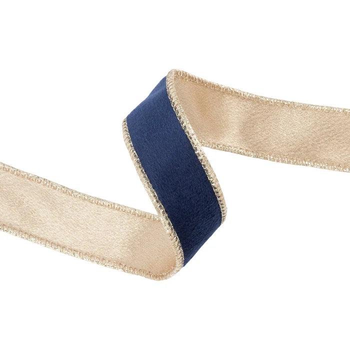 Shop For 1in Reversible Velvet Navy and Gold Ribbon (10 Yards)