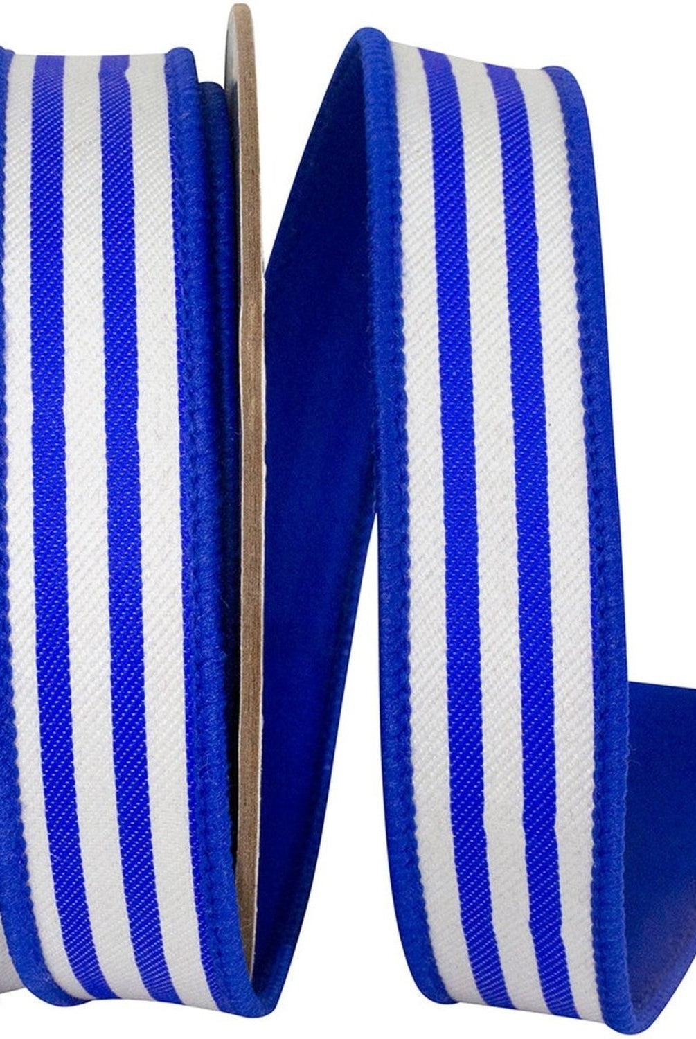 Shop For 1in Striped Twill Dupioni Ribbon: Blue/White (10 Yards)