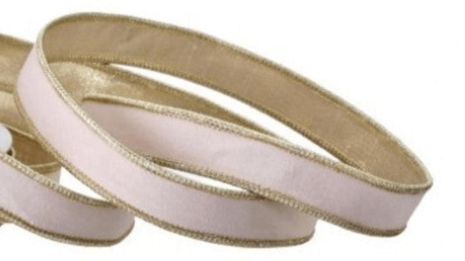 Shop For 1in Velvet Ribbon with Platinum Edge: Blush Pink (10 Yards)