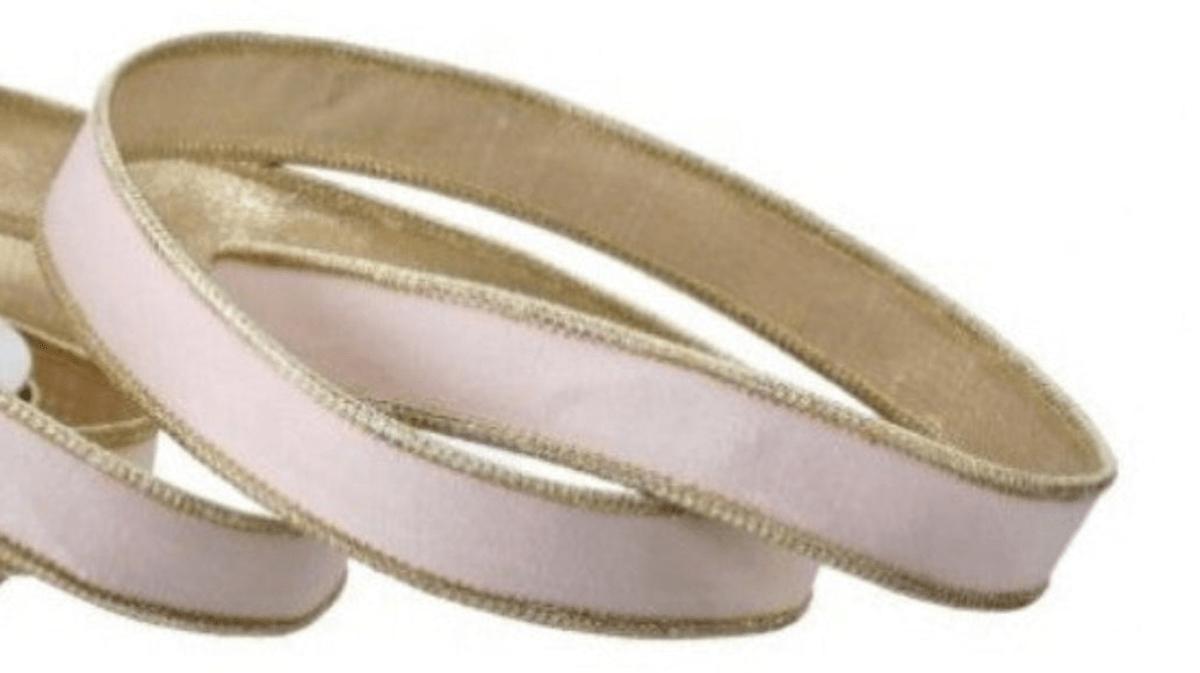 Shop For 1in Velvet Ribbon with Platinum Edge: Blush Pink (10 Yards)