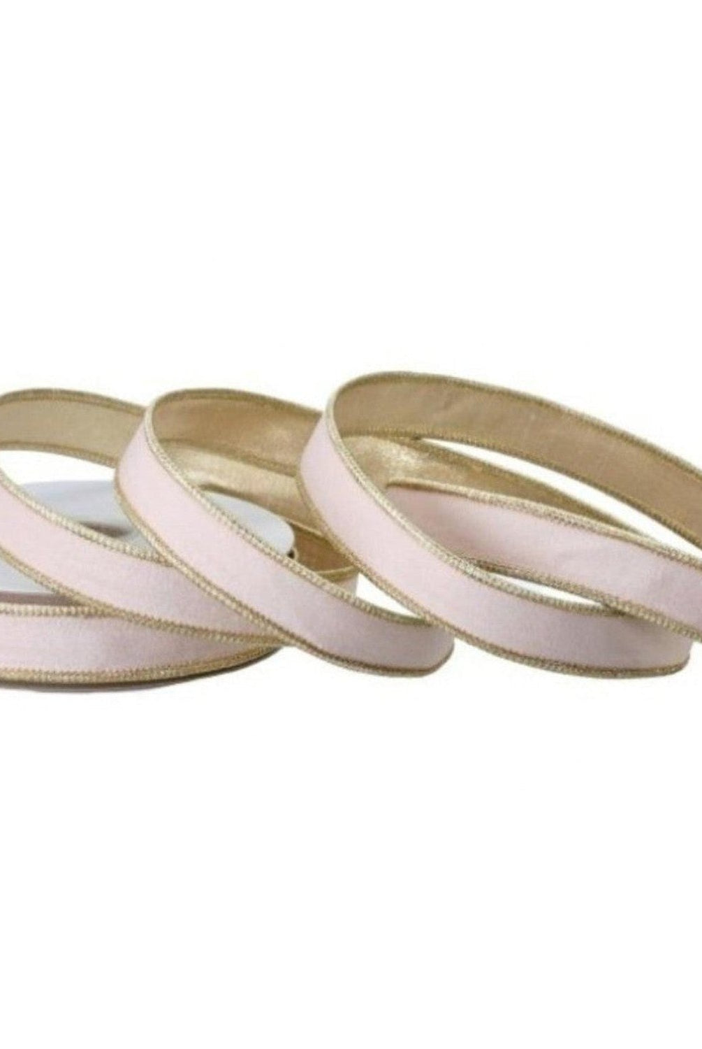 1in Velvet Ribbon with Platinum Edge: Blush Pink (10 Yards)