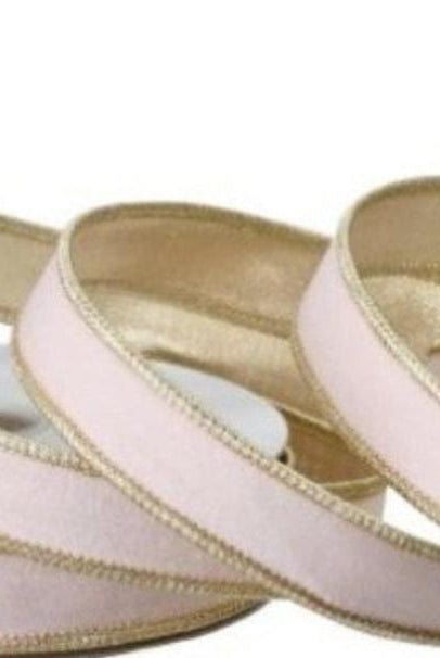 Shop For 1in Velvet Ribbon with Platinum Edge: Blush Pink (10 Yards)