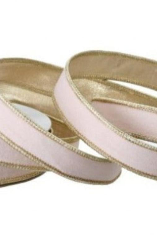 Shop For 1in Velvet Ribbon with Platinum Edge: Blush Pink (10 Yards)