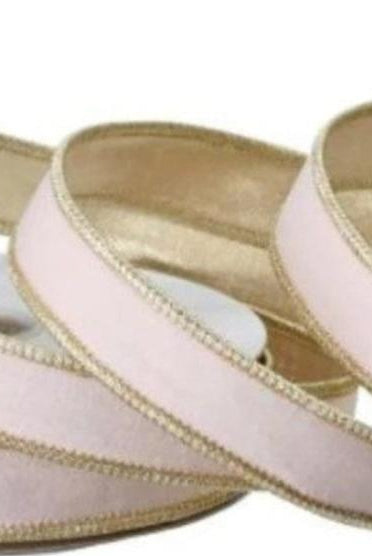 Shop For 1in Velvet Ribbon with Platinum Edge: Blush Pink (10 Yards)