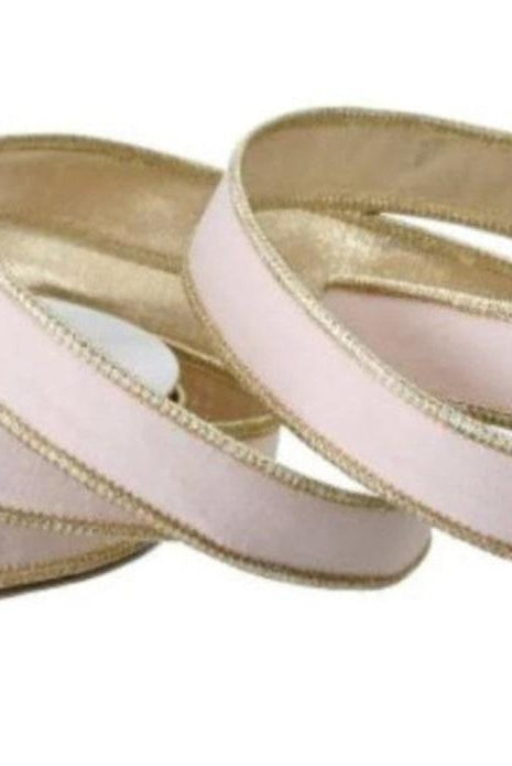 Shop For 1in Velvet Ribbon with Platinum Edge: Blush Pink (10 Yards)