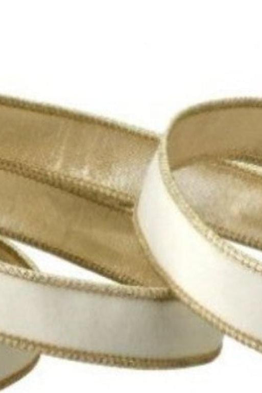 Shop For 1in Velvet Ribbon with Platinum Edge: Ivory (10 Yards)