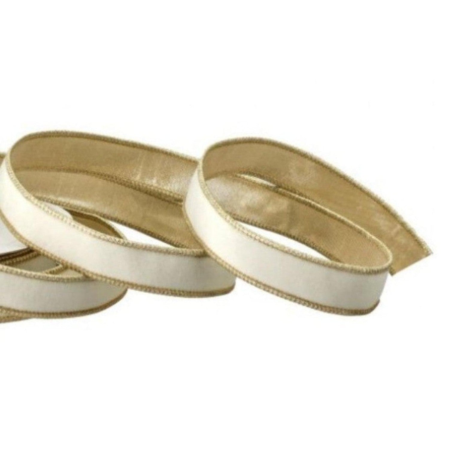 1in Velvet Ribbon with Platinum Edge: Ivory (10 Yards)