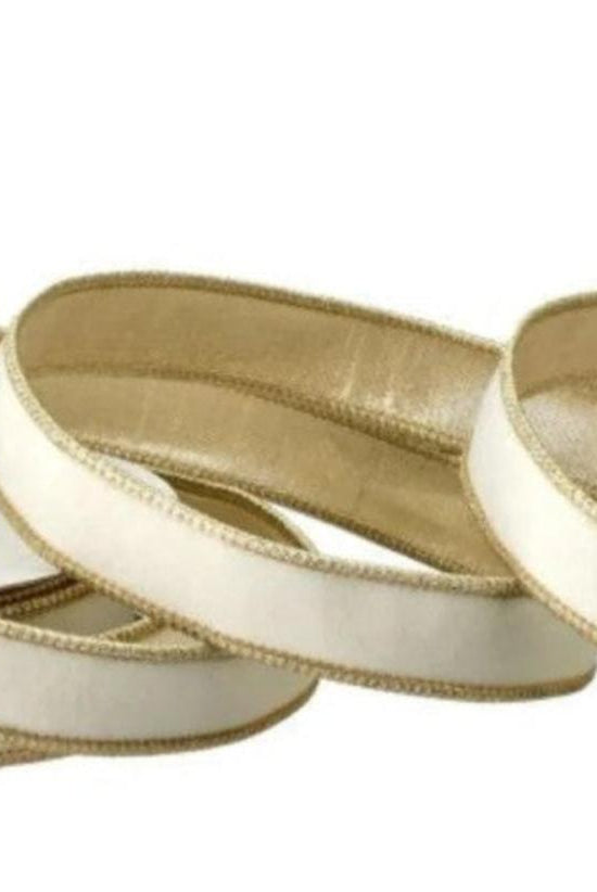 1in Velvet Ribbon with Platinum Edge: Ivory (10 Yards)
