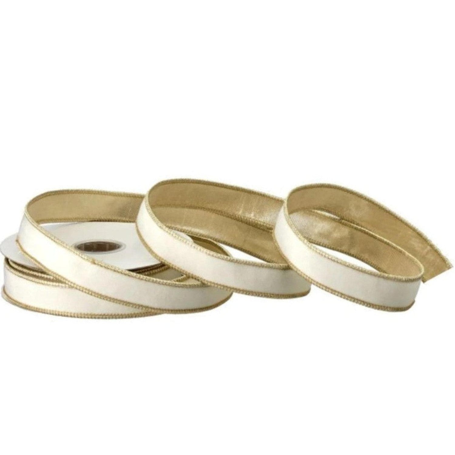 1in Velvet Ribbon with Platinum Edge: Ivory (10 Yards)