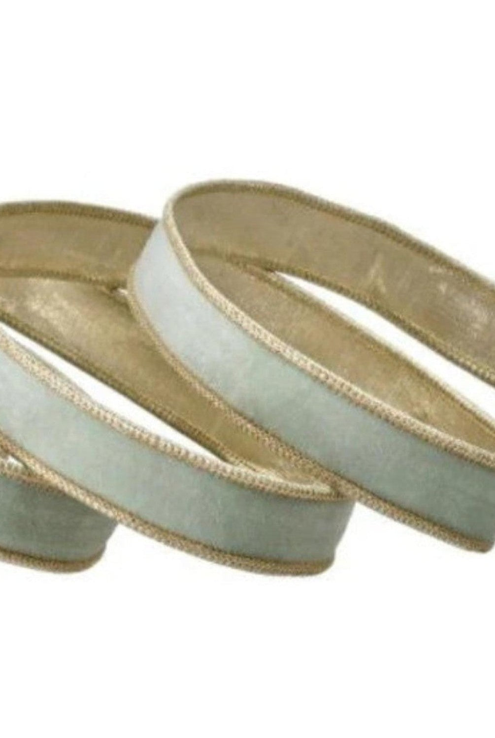 1in Velvet Ribbon with Platinum Edge: Mint Green (10 Yards)