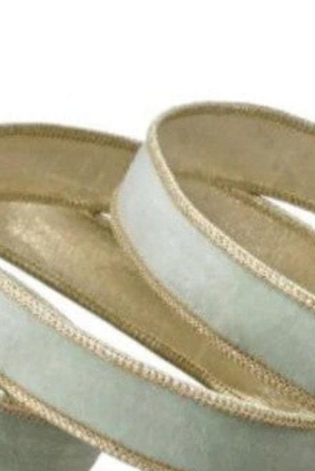 Shop For 1in Velvet Ribbon with Platinum Edge: Mint Green (10 Yards)