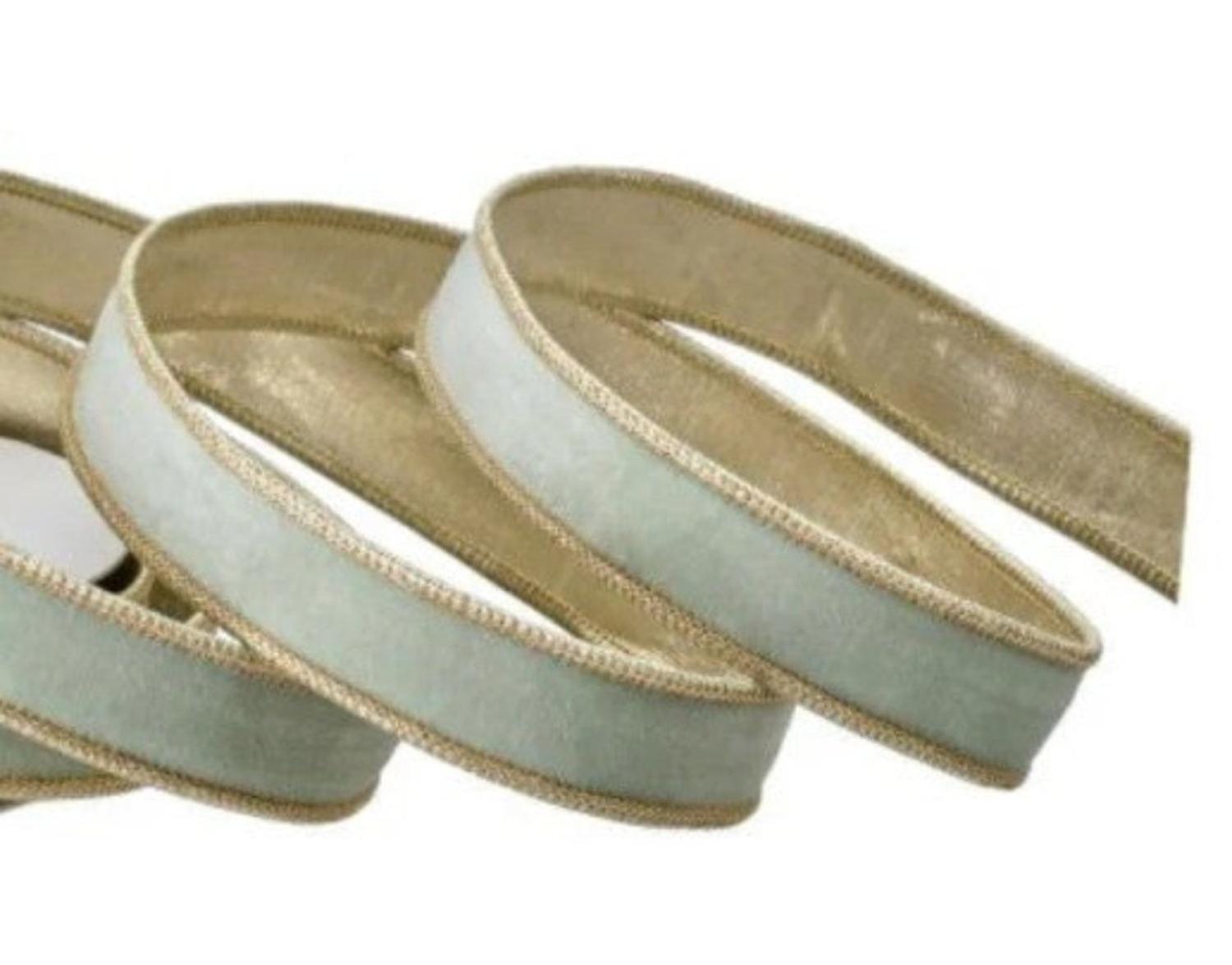 Shop For 1in Velvet Ribbon with Platinum Edge: Mint Green (10 Yards)