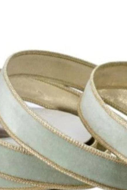 Shop For 1in Velvet Ribbon with Platinum Edge: Mint Green (10 Yards)
