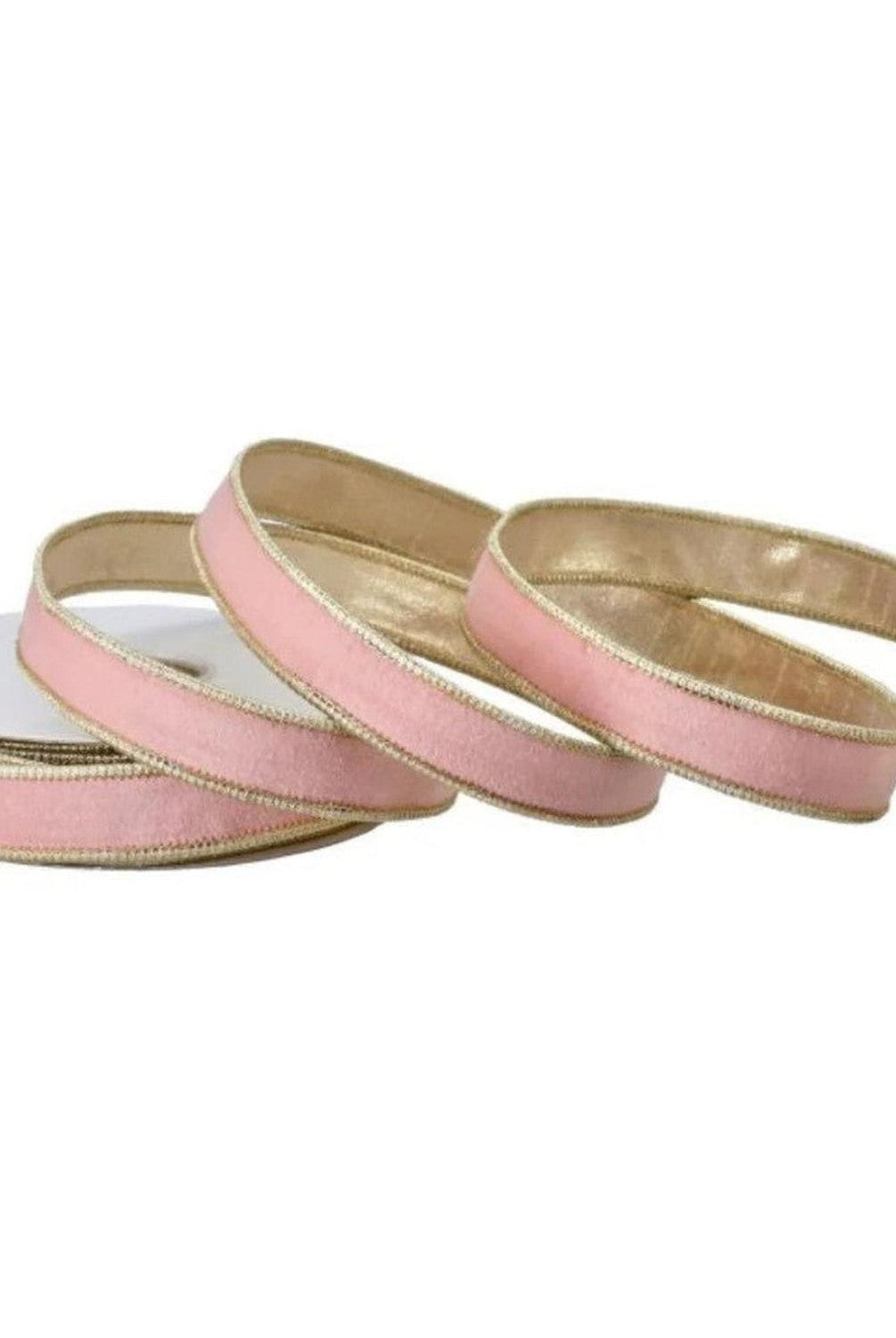1in Velvet Ribbon with Platinum Edge: Pastel Rose (10 Yards)