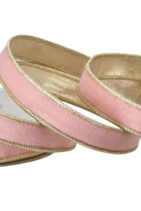 Shop For 1in Velvet Ribbon with Platinum Edge: Pastel Rose (10 Yards)