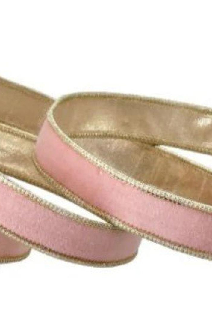Shop For 1in Velvet Ribbon with Platinum Edge: Pastel Rose (10 Yards)