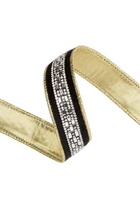 Shop For 1in Velvet Wired Ribbon w/ Diamond Accent Ribbon: Black (10 Yards)