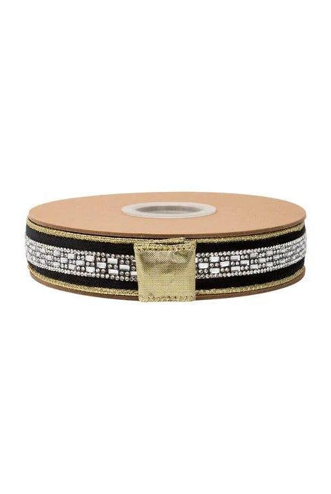 Shop For 1in Velvet Wired Ribbon w/ Diamond Accent Ribbon: Black (10 Yards)