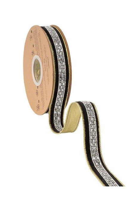Shop For 1in Velvet Wired Ribbon w/ Diamond Accent Ribbon: Black (10 Yards)