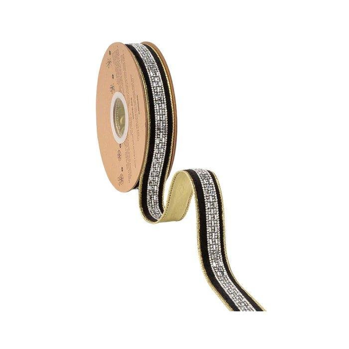 Shop For 1in Velvet Wired Ribbon w/ Diamond Accent Ribbon: Black (10 Yards)