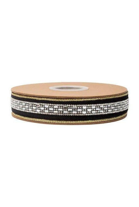 Shop For 1in Velvet Wired Ribbon w/ Diamond Accent Ribbon: Black (10 Yards)