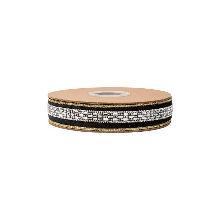 Shop For 1in Velvet Wired Ribbon w/ Diamond Accent Ribbon: Black (10 Yards)