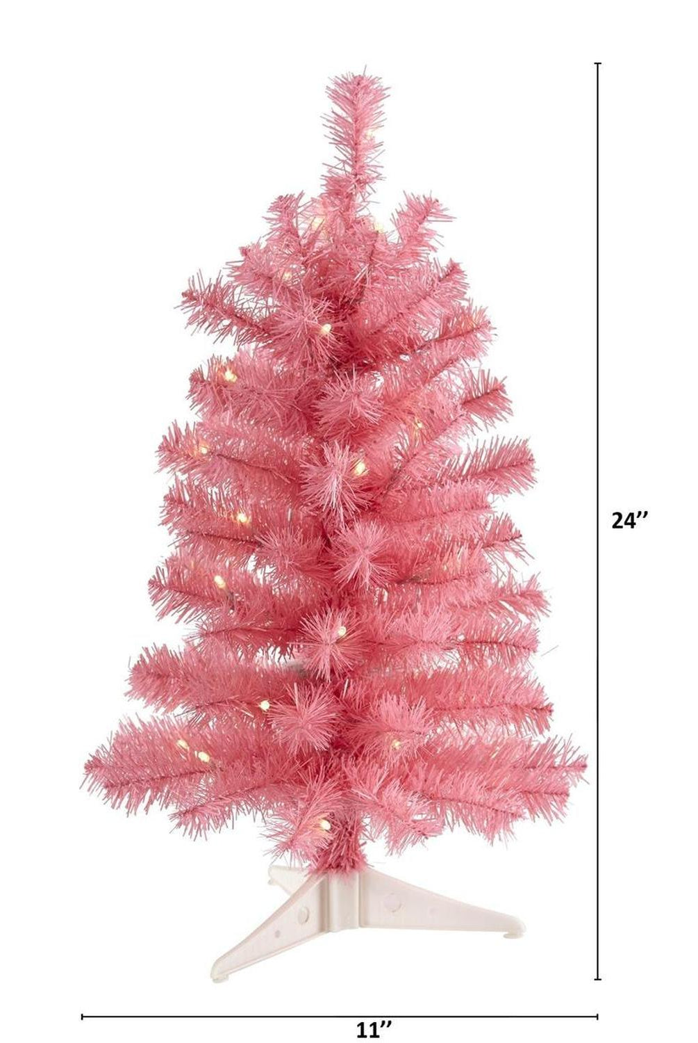 2’ Pink Artificial Christmas Tree with 35 LED Lights and 72 Bendable Branches