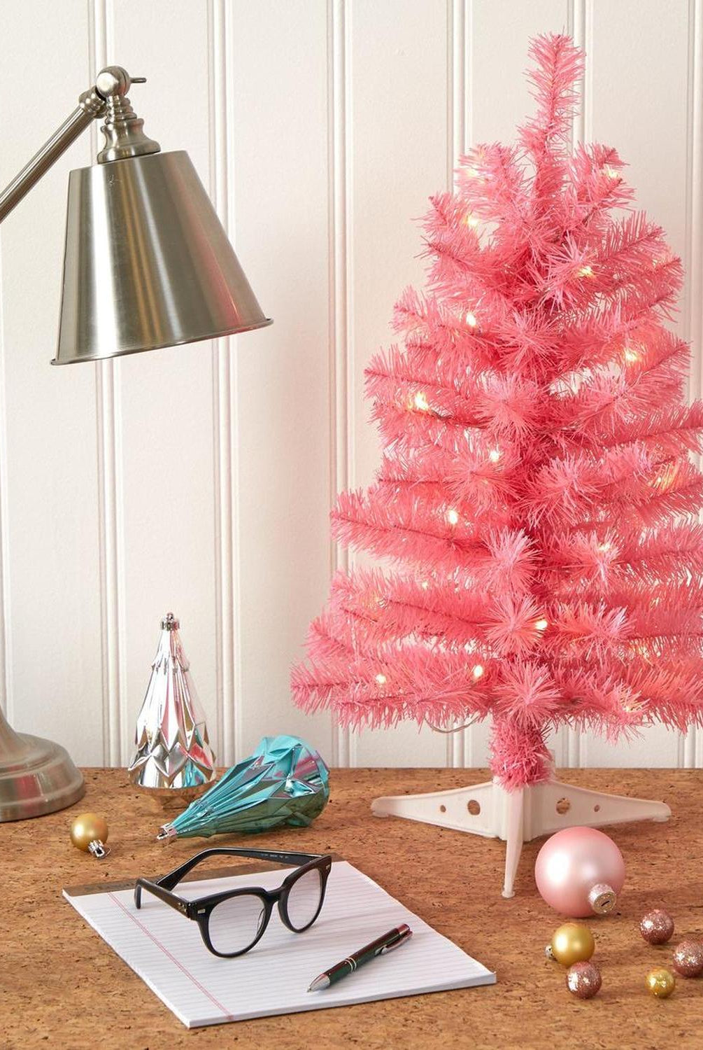 2’ Pink Artificial Christmas Tree with 35 LED Lights and 72 Bendable Branches