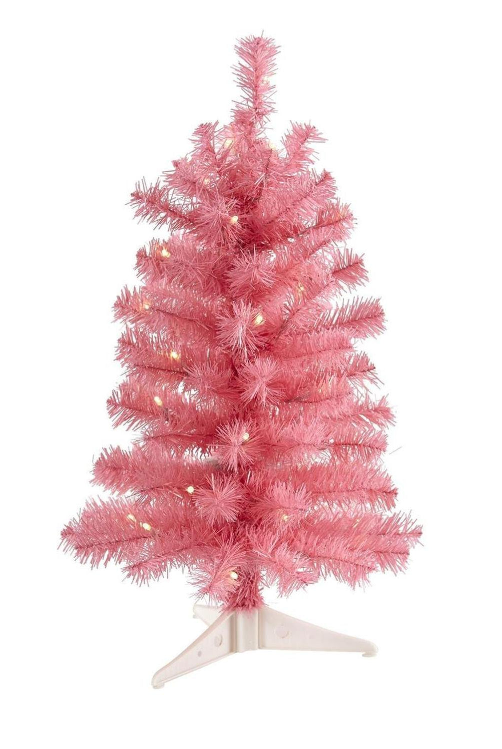 2’ Pink Artificial Christmas Tree with 35 LED Lights and 72 Bendable Branches