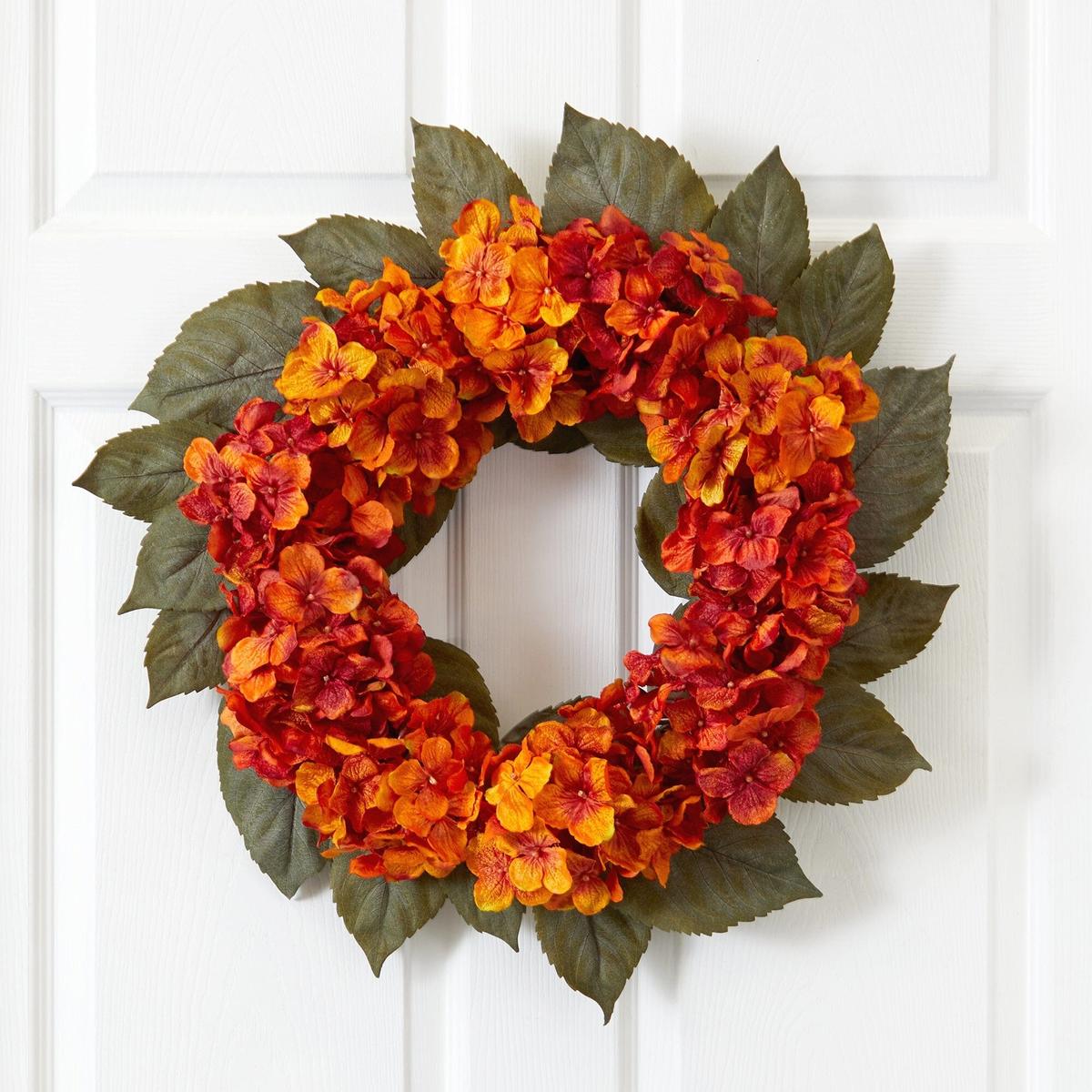 Shop For 20” Autumn Hydrangea Artificial Wreath
