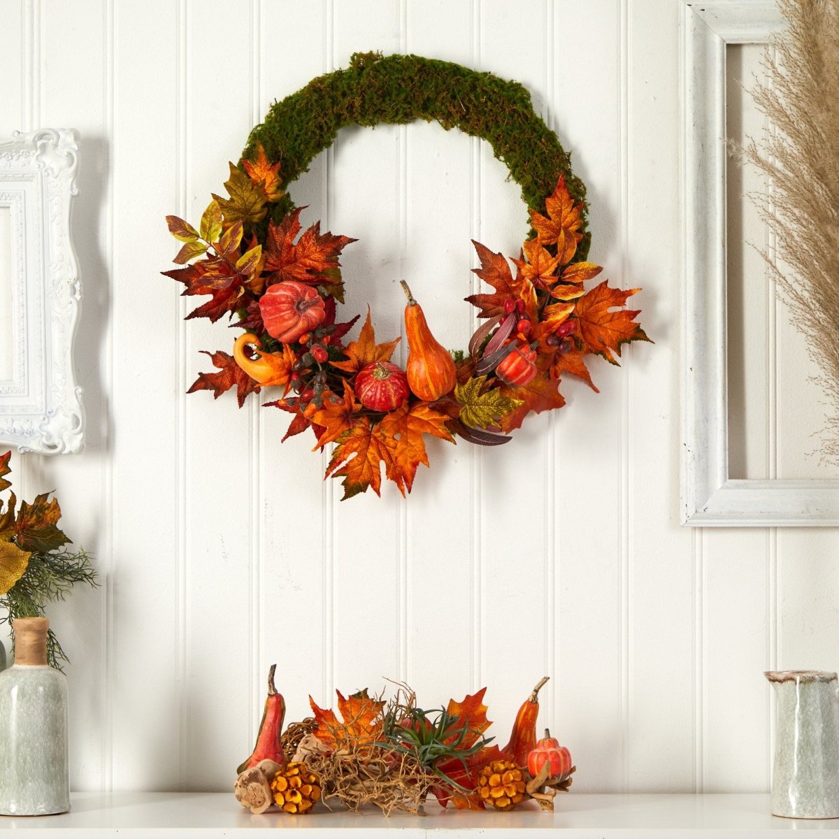 Shop For 20” Autumn Pumpkin, Gourd and Fall Maple Leaf Artificial Wreath