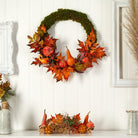 Shop For 20” Autumn Pumpkin, Gourd and Fall Maple Leaf Artificial Wreath